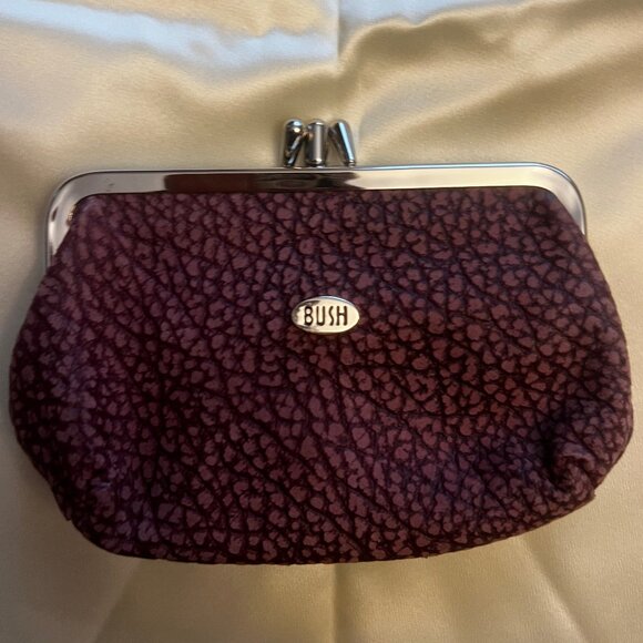 Burgundy Genuine Kangaroo Leather Coin Purse with Tan Interior & Silver Clasp - Picture 1 of 2